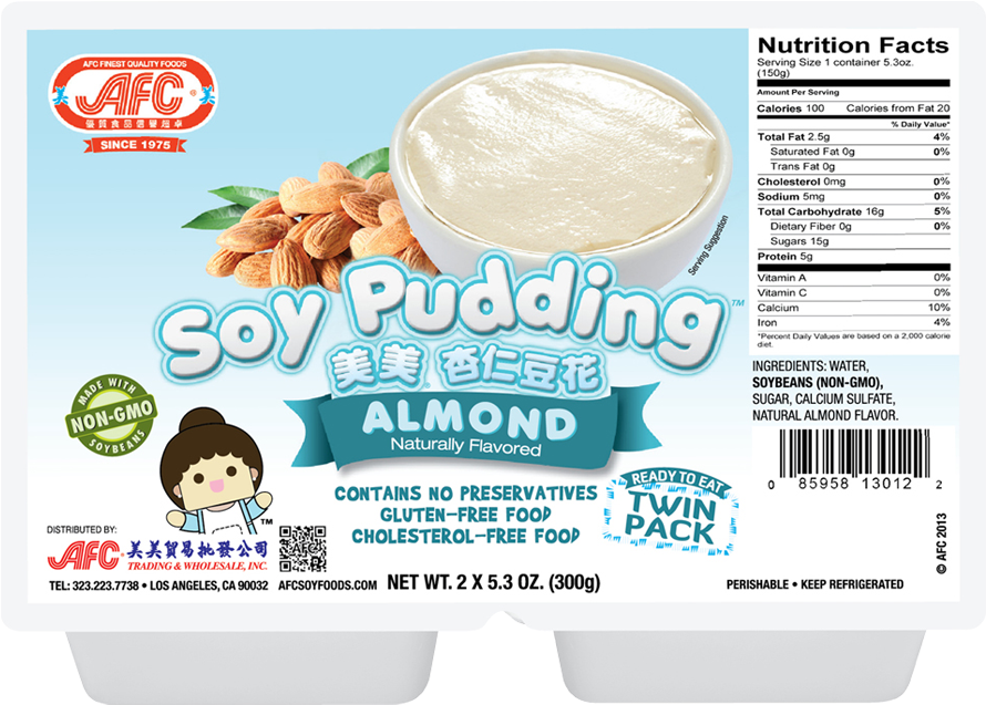 Afc Almond Soy Pudding 34 Oz - Label (955x955), Png Download