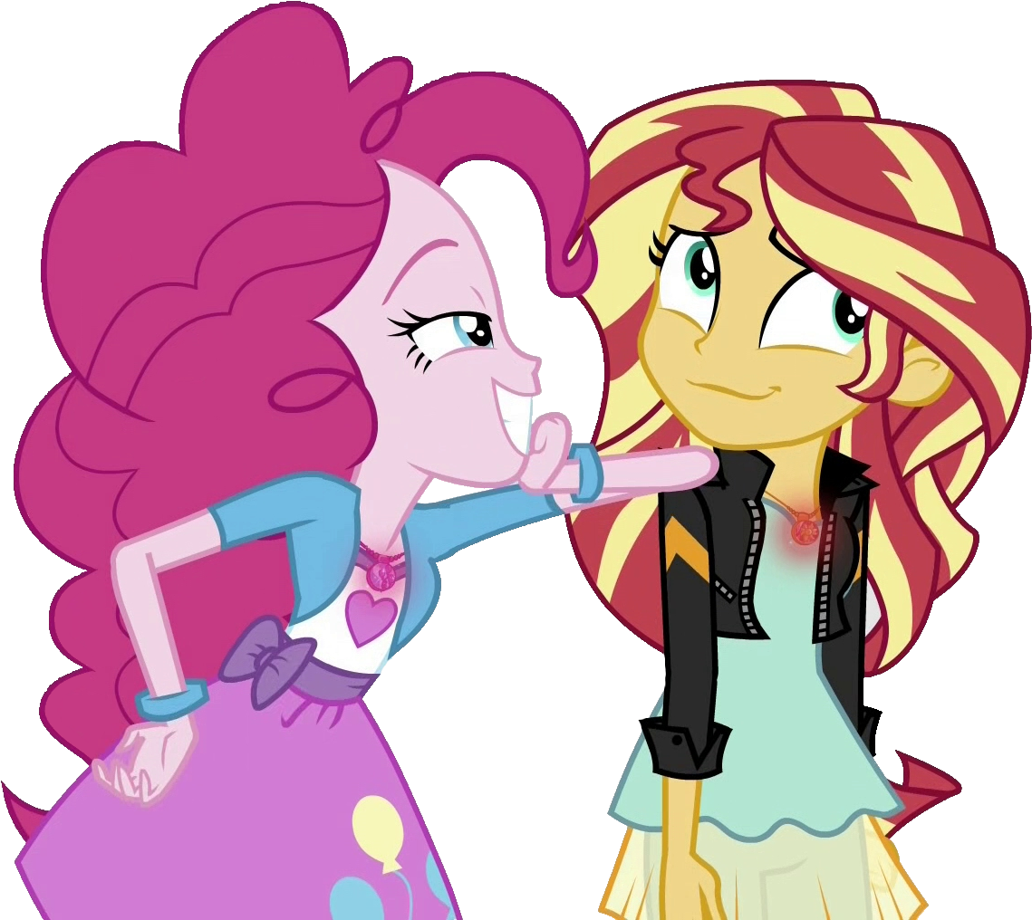 Sunset Shimmer With Pinkie Pie Leaning On Her - Pinkie Pie Equestria Girl Necklace (1153x1024), Png Download