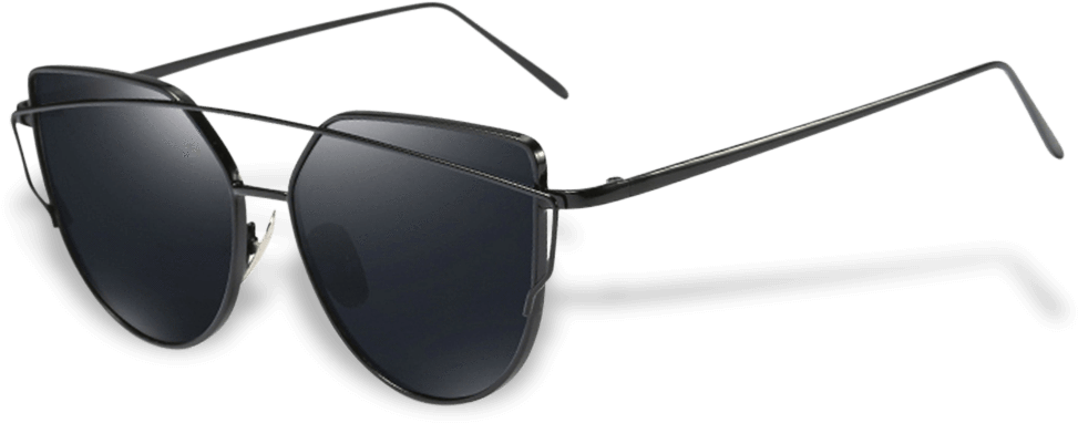 Madison - Trending Oversized Cat Eye Sunglasses Metal Frame Flat (1000x1000), Png Download