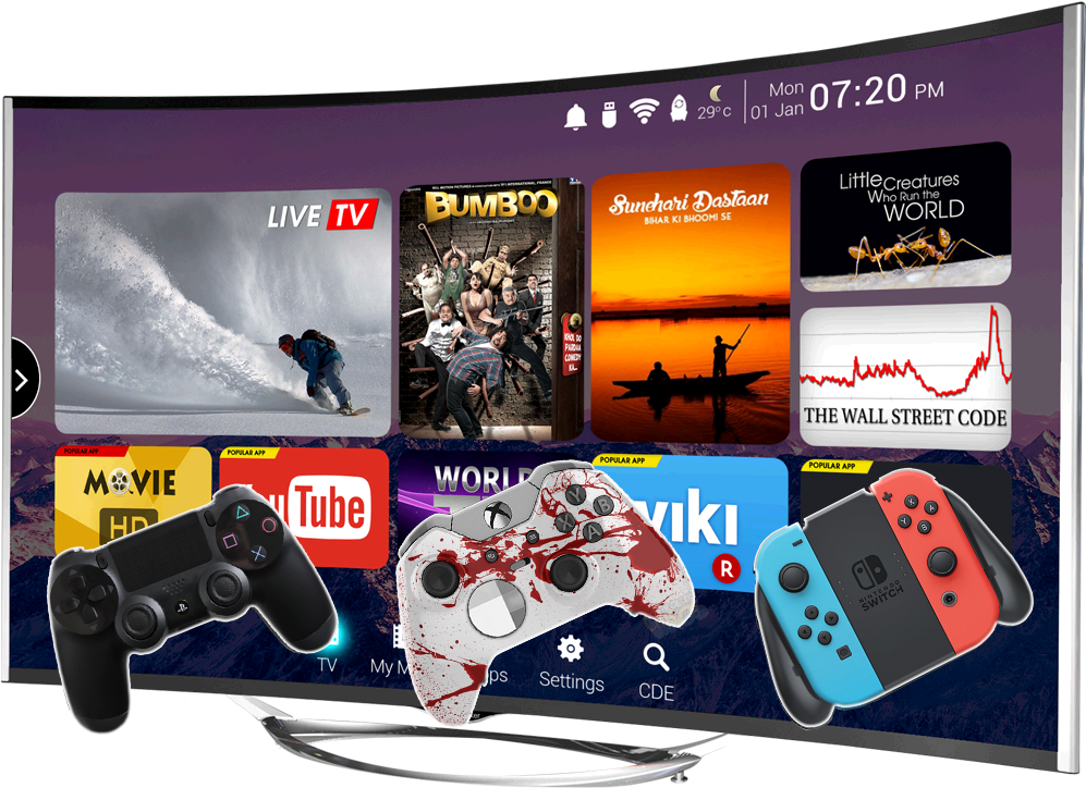 Best Smart Tv For Video Games - Cloudwalker Cloud Tv 139cm 55 Inch Ultra Hd 4k Curved (1024x793), Png Download