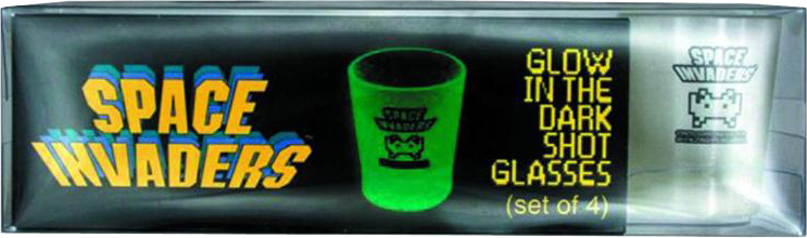 Space Invaders Glow-in-the-dark Shot Glass 4-pack (743x220), Png Download