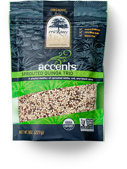 Organic Accents Sprouted Quinoa Trio - Truroots Sprouted Quinoa - 8oz (425x568), Png Download