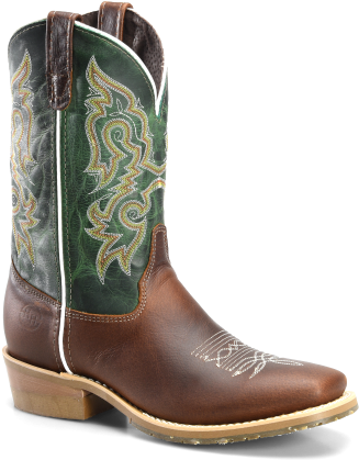 Double H® Men's 11" Brown/green Wide Square Toe Boots - Double H Boot Mens 11 Domesticb Wide Squareb Toeb Workb (326x428), Png Download