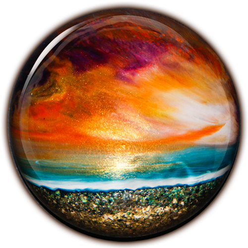 Image Of Sunset Finger-painted Crystal - Watercolor Painting (500x500), Png Download