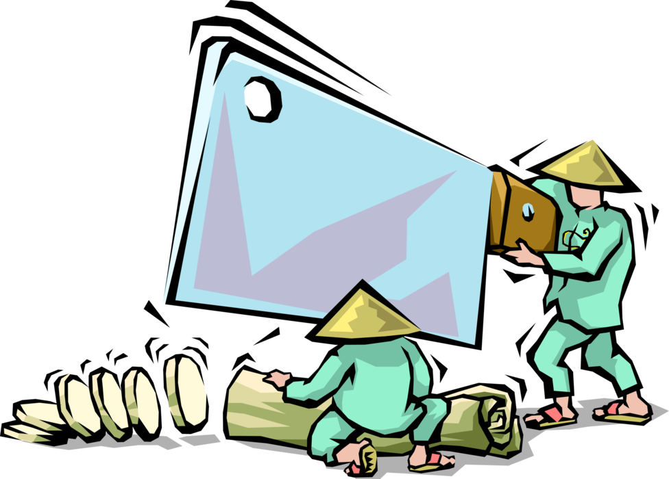 Vector Illustration Of Chinese Cuisine Chef Slices - Cartoon (976x700), Png Download