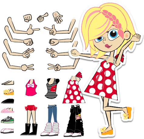 Change Styles With Freely Scalable Body Parts Or Custom - Body Parts To Animate (489x464), Png Download