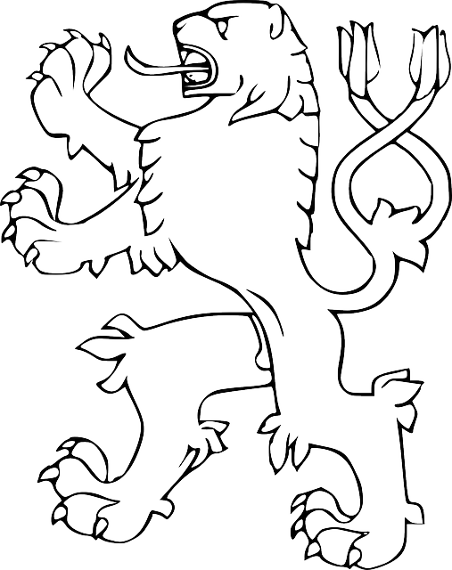 Czech Lion Png Clipart Lion Clip Art - Black And White Art Format Png (507x640), Png Download