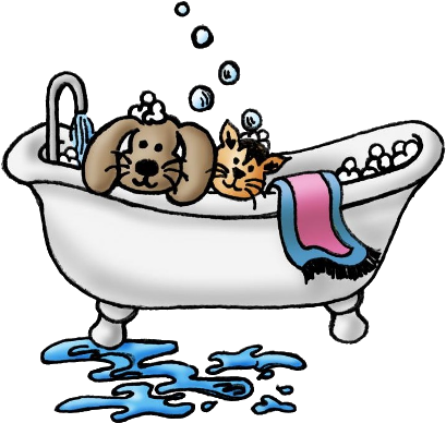 Cheering Dog Cliparts - Dog In Bathtub Clipart (600x400), Png Download