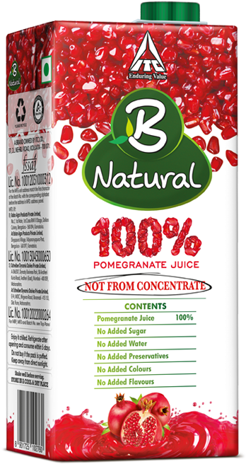 B Natural Mixed Fruit Drinks - B Natural 100 Pomegranate Juice (500x737), Png Download