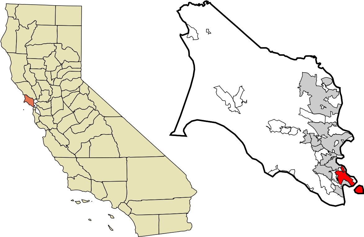Marin County California Incorporated And Unincorporated - San Rafael Arcangel Map (1280x828), Png Download