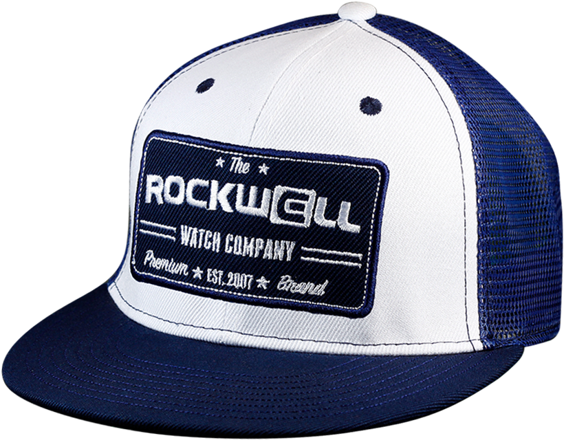 Snapback Trucker Hat Watch Co White/navy - Rockwell Watches (835x1026), Png Download