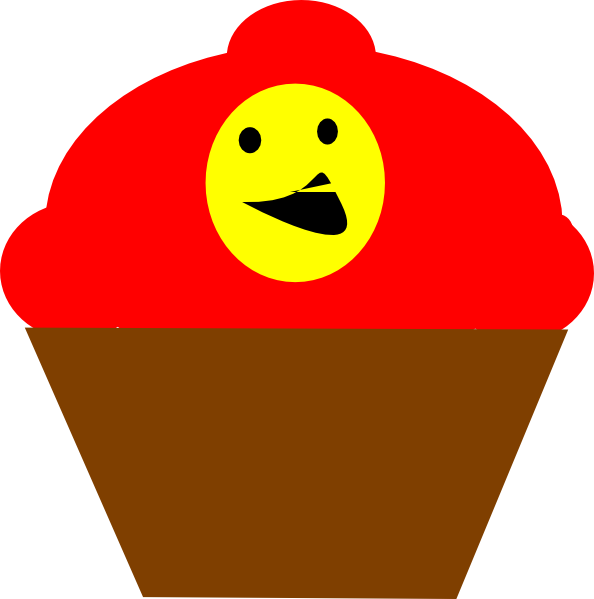 Cupcake Redbrown Smiling Face Svg Clip Arts 594 X 599 (594x599), Png Download