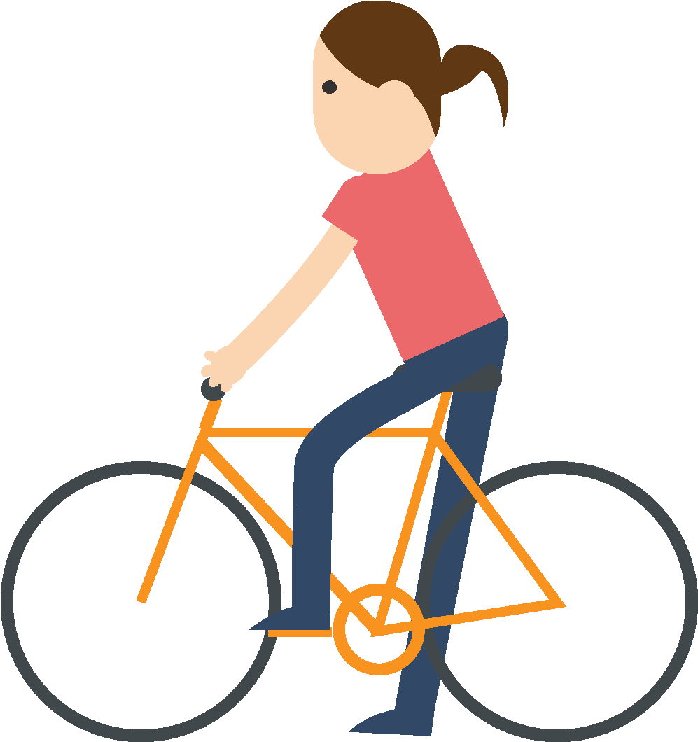 Hand Drawn Girl Riding Bicycle Element - Graphic Design (1772x1378), Png Download