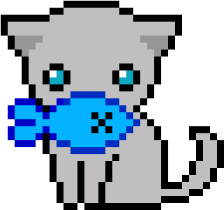 Gray Cat - Cute Cat Pixel Art (450x390), Png Download