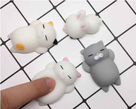 White Cat Pink Cat Three Cat Gray Cat Lucky Cat Pussy - Baby Toys (448x522), Png Download