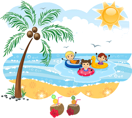 This Picture Shows The Sunny Day - Summer Beach Clip Art (435x390), Png Download