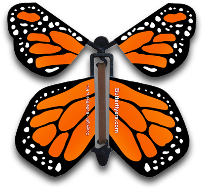Orange Monarch Wind Up Flying Butterfly - Flying Butterfly Card (450x415), Png Download