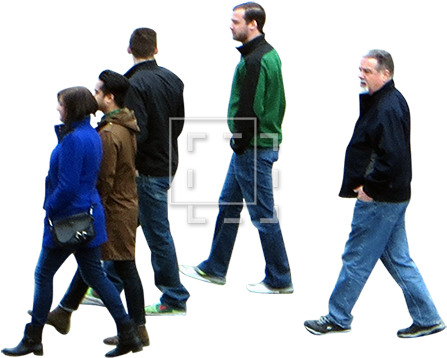 Five People Walking In The Street - Standing (450x450), Png Download