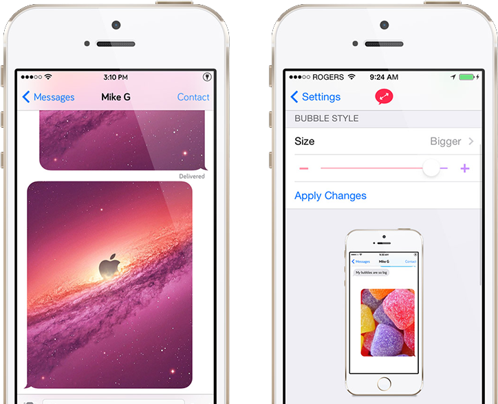 Customize The Size Of The Image Preview Bubbles In - Iphone (800x600), Png Download