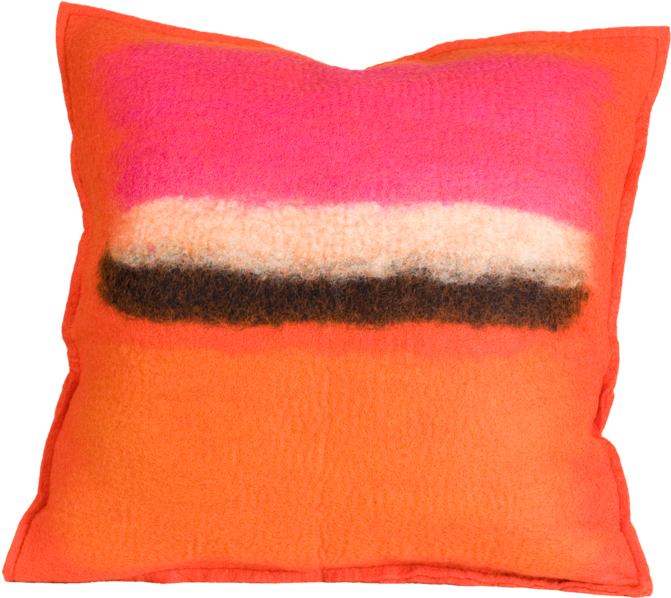 Persimmon Pillow, Felt Pillow - Abstract Persimmon Color Splash Felted Wool Throw Pillow (1023x597), Png Download