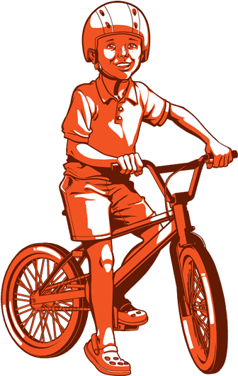 Happy Kid Riding His Middle-wheeler Bike - Motorcycle (600x600), Png Download