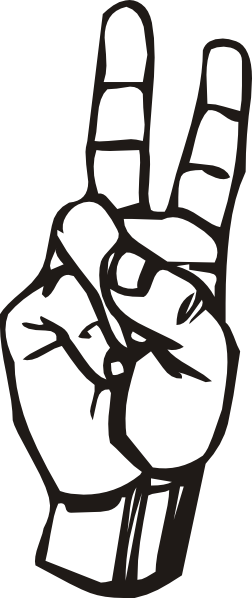Letter V In Sign Language (252x598), Png Download