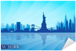 New York City Skyline Detailed Silhouette Sticker • - Golden Gate Bridge Clip Art (400x400), Png Download