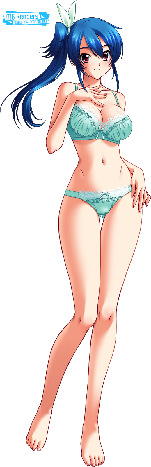 Anime Render Ecchi Transparent Background Barefoot - Long Hair (519x1600), Png Download