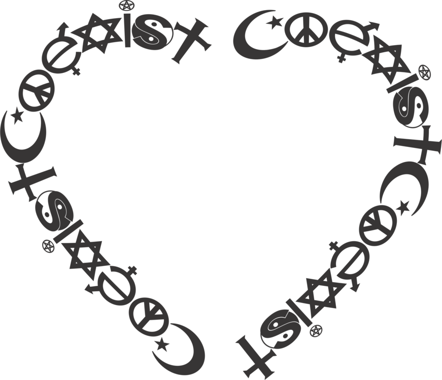 Coexist Judaism Computer Icons Jewish People - False Wall Room Decor Art Vinyl Sticker Mural Decal (871x750), Png Download