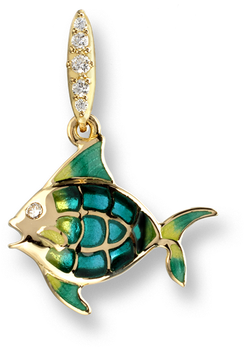 Nicole Barr Designs 18 Karat Gold Angel Fish Necklace-turquoise - Nicole Barr Diamonds Turquoise Gold Fish Stud Earrings (800x800), Png Download
