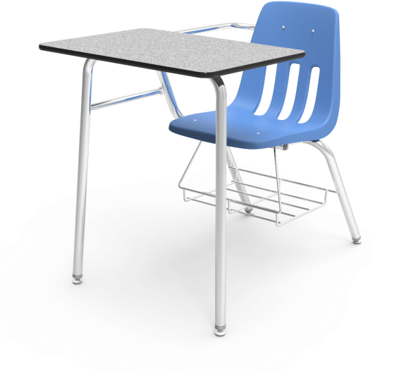 Product Image - Virco Chair Desk Combo With Bookrack (575x575), Png Download