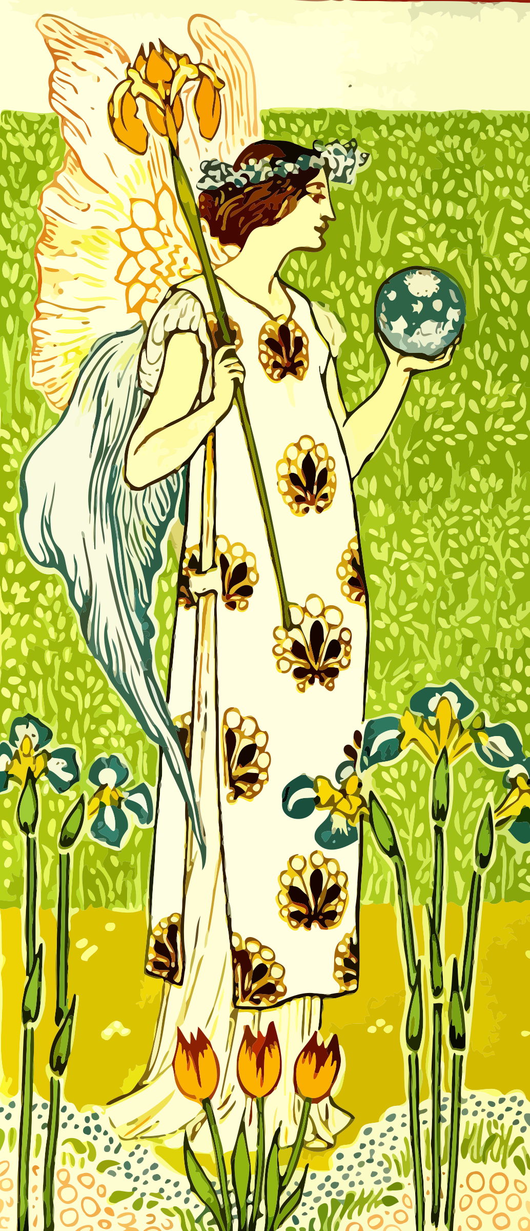 This Free Icons Png Design Of Floral Angel (1034x2400), Png Download