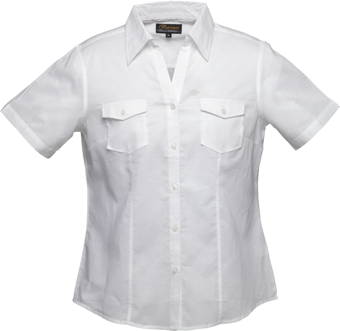 Ladies Corporate Blouse, - Military Short Sleeve White Button Up (700x700), Png Download