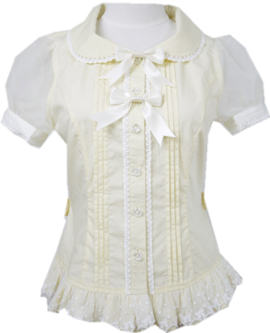 Yellow/mint Chess Storypastel Cute Lolita Blouse Sp130128 - Blouse (389x480), Png Download