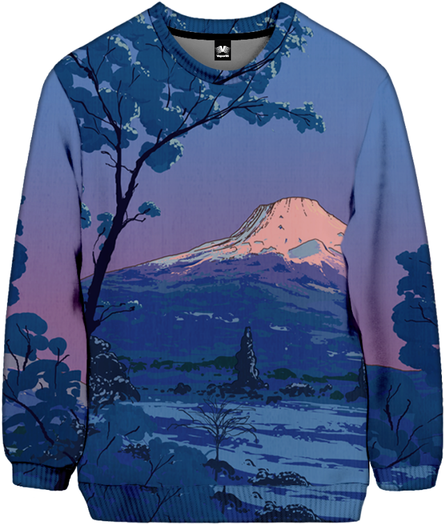 Mount Fuji Sweatshirt - Crop Top (652x767), Png Download
