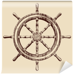 Ship Steering Wheel Vintage Vector Illustration Wall - Timon De Barco Tatuaje (400x400), Png Download