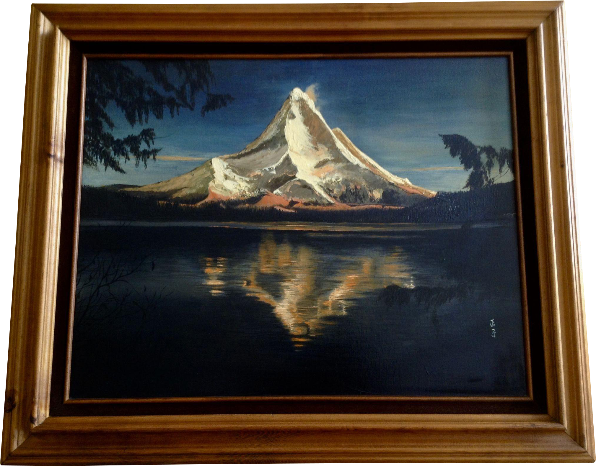 Mount Fuji Landscape Japan Oil Painting On Canvas Signed - Canvas (2017x2017), Png Download