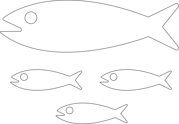 Fish Clip Art Black (600x416), Png Download