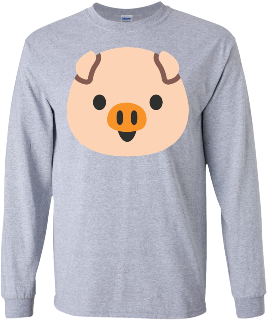 Pig-head Ls Ultra Cotton Tshirt - Sport Grey - 3xl (1024x1024), Png Download
