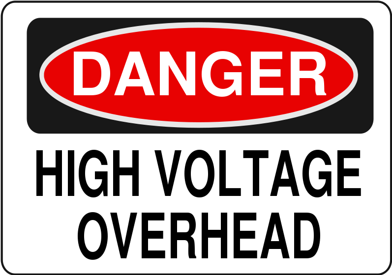 High Voltage Overhead - Warning Label High Voltage (800x566), Png Download