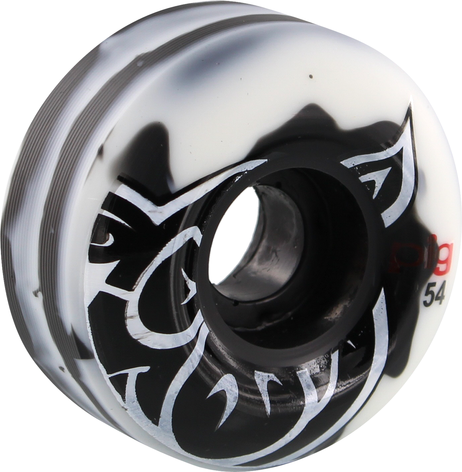 Pig Head Swirl 54mm White/black Skateboard Wheels - Formula One Tyres (1600x1600), Png Download