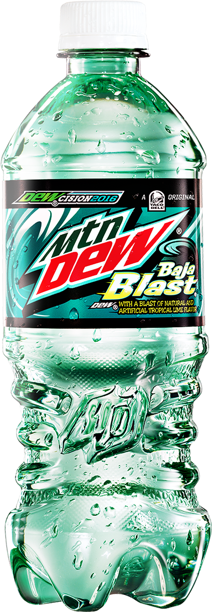 Mountain Dew Baja Blast - Mountain Dew Soda, Baja Blast - 20 Fl Oz Bottle (422x1235), Png Download