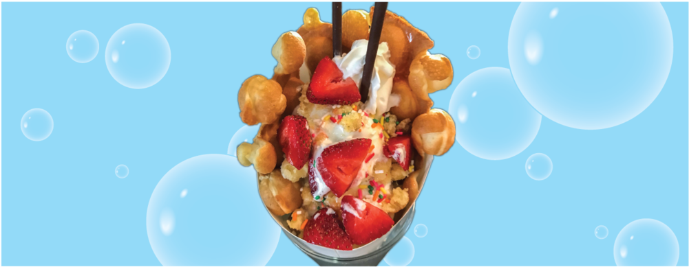 Bubble Background Straw2 - Egg Waffle (1000x477), Png Download