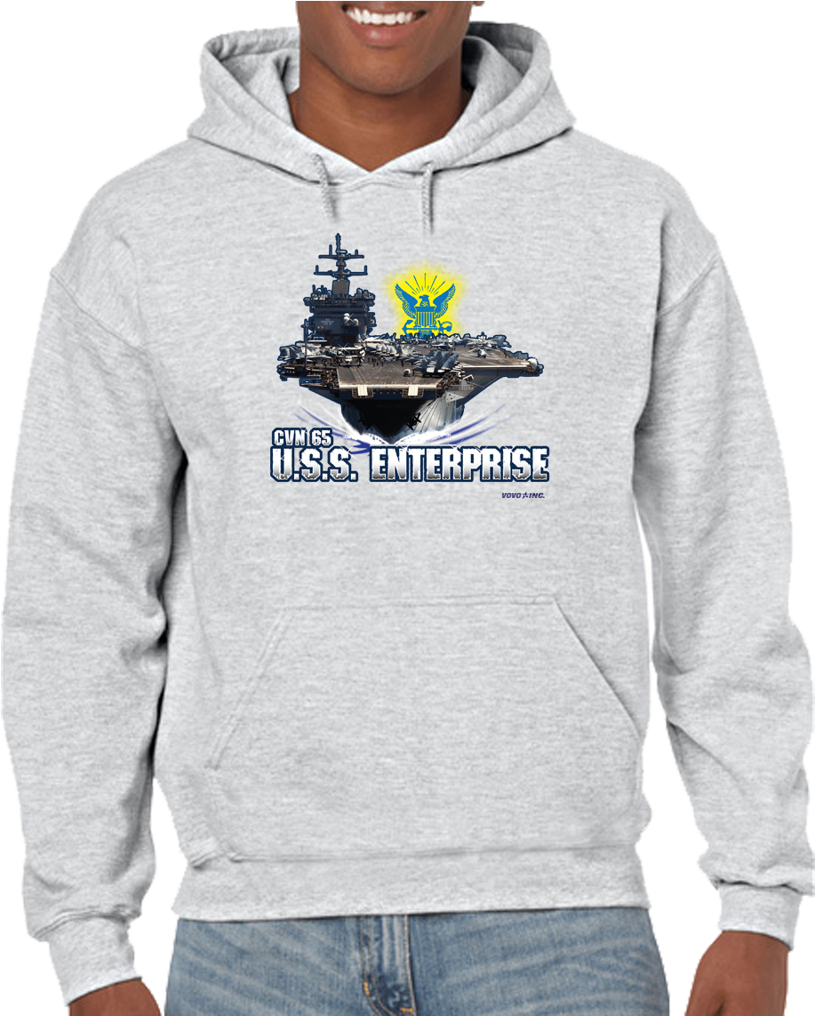Uss Enterprise Cvn-65 Big E Aircraft Carrier Hoodie - Ash Grey Gildan Hoodie (969x1142), Png Download