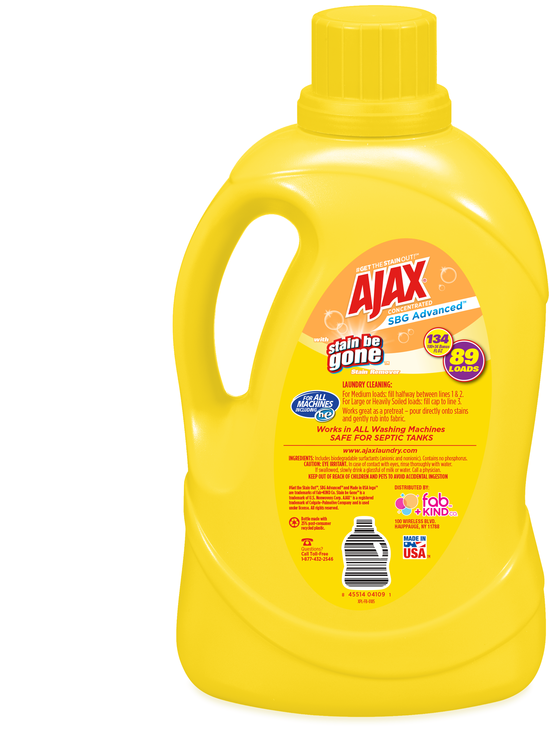 Ajax Laundry Stain Be Gone Advanced Liquid Laundry (2400x2475), Png Download