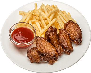 Chicken Wing French Fries (397x477), Png Download