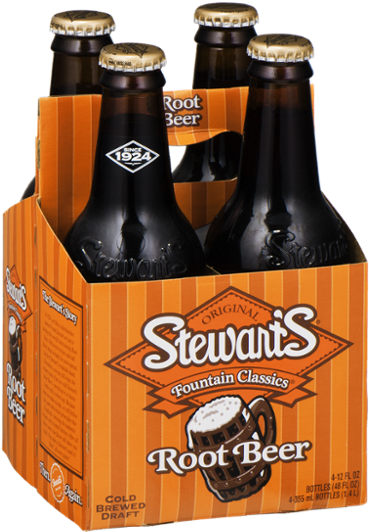 Stewart's Root Beer, 12 Fl Oz Glass Bottles, 4 Pack (600x600), Png Download