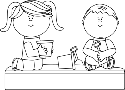 Kid Images Clip Art - Sandbox Clipart Black And White (500x360), Png Download
