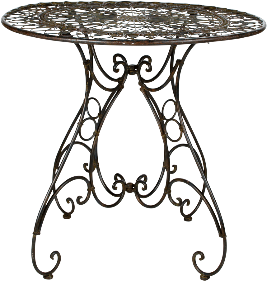 Wrought Iron Bistro Table - Wrought Iron Table Png (980x1009), Png Download