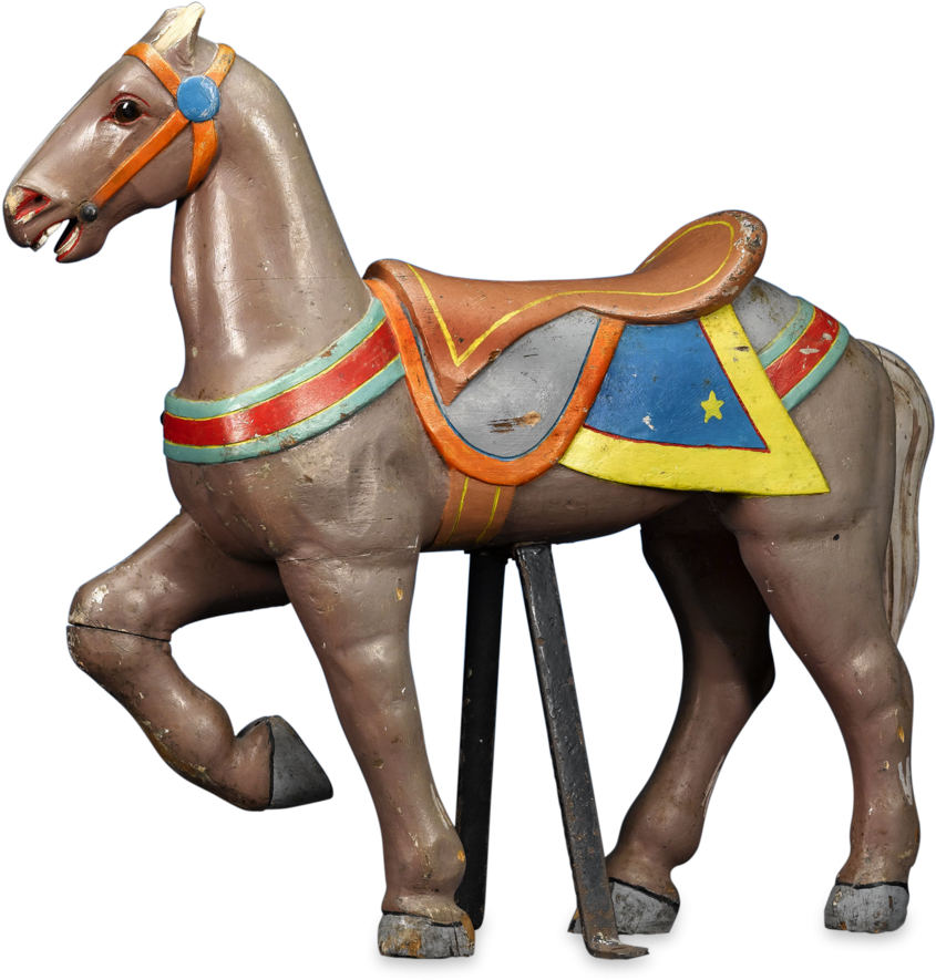 Miniature Illions Standing Carousel Horse - Horse (1250x1000), Png Download